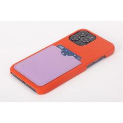 Custom Luxury High Quality Genuine Togo Leather Mobile Cell Phone Back Case Cover With Card Slots For Iphone 12 13 14 15 Pro Max