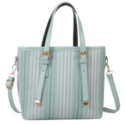 HR671 New Fashion Women's Handbag One Shoulder Special Women's Tote Bag PU Casual Striped Sewing Thread Bucket Crossbody Bag