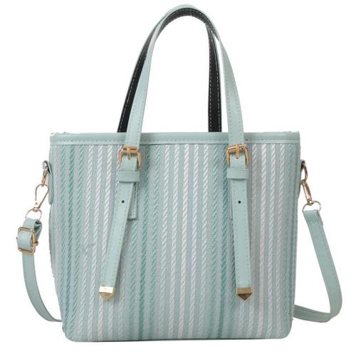 HR671 New Fashion Women's Handbag One Shoulder Special Women's Tote Bag PU Casual Striped Sewing Thread Bucket Crossbody Bag