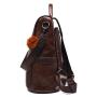 2024 Women's New Fashion Soft Leather Large Capacity Backpack Street Casual Single Strap Shoulder Bag Portable Chains Decoration