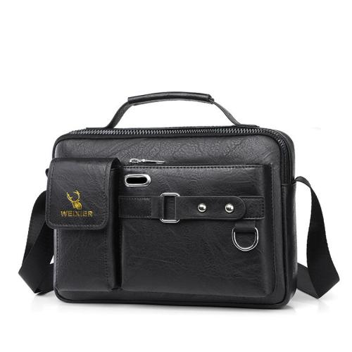 WTB051 Fashion Waterproof Messenger Bag Large Capacity Simple Casual PU Leather Men's Crossbody Travel Handbag