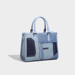 2024 Custom Contrast Color Denim Tote Bags Handbags For Fashion Women
