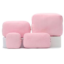 Keymay Trending Products Eco Friendly Towel Bulk Cosmetic Bags Velvet Jewelry Pouch Terry Cloth Makeup Bag