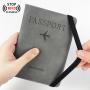 HR244 Strap PU Leather RFID Passport Bag Anti Theft Clip ID Portable Bank Card Holder Daily Matching Solid color Wallet Clip