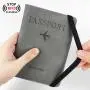 HR244 Strap PU Leather RFID Passport Bag Anti Theft Clip ID Portable Bank Card Holder Daily Matching Solid color Wallet Clip