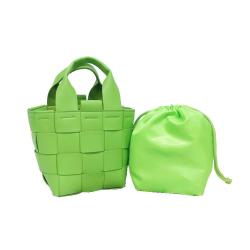 2024 Woven Leather Ladies Bucket Bags Handbags For Women Luxury With Drawstring Purse