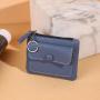 HR357 New Women's Zipper Short Wallet Solid Color Fresh Sweet and Minimalist Card Bag PU Leather Soft Coin Key Storage Purse