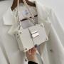 Versatile new 2023 women's bag solid color PU high texture portable box bag fashion trend Korean Single Shoulder Messenger Bag