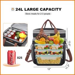 LOVEVOOK PEVA Lunch Bag Insulated for Women Lunch Box for Men Leakproof Double Decker Lunch Bag for Work/School/Picnic/Hiking