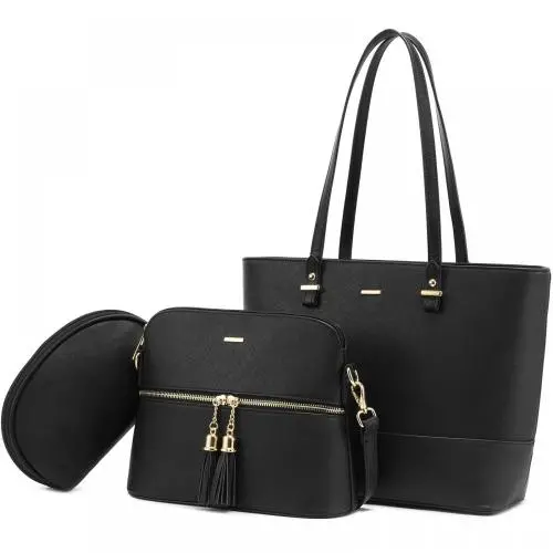 LOVEVOOK 3pc/set designer ladies handbags and purses shopping shoulder bag crossbody bag office travel luxury women tote bags
