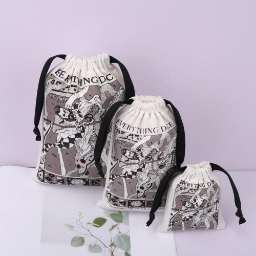 Wholesale Hot Stamping Small Cotton Twill Playing Cards Classic Tarot Cards Bag Drawstring Cotton Dust Gift Pouch
