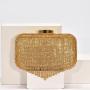 Classic Women Rhinestone Tassels Golden Bridal Clutch Bag Lady Shoulder Bag Wedding Evening Bag Purse NE548