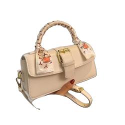 2024 Trend New High Silk Scarf Women's Handbag Solid Color Embroidery Luxury High Quality Pu Leather Hand Bags