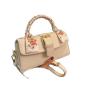 2024 Trend New High Silk Scarf Women's Handbag Solid Color Embroidery Luxury High Quality Pu Leather Hand Bags