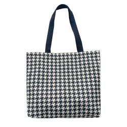 Large Capacity Retro Houndstooth Pattern Canvas Shoulder Bag Portable Shopping Bag Custom Logo Female Handbag Autumn-Winter