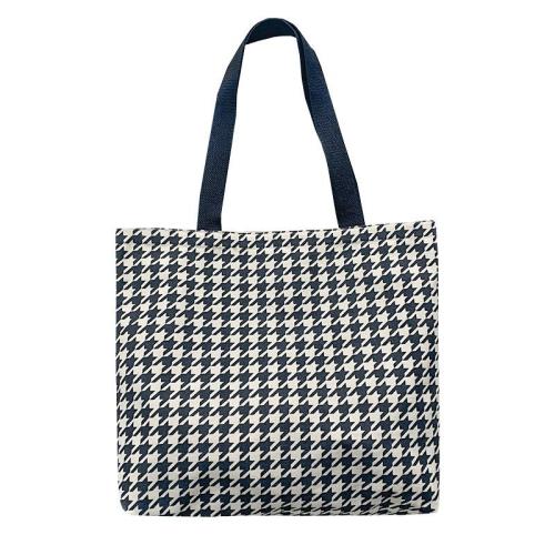 Large Capacity Retro Houndstooth Pattern Canvas Shoulder Bag Portable Shopping Bag Custom Logo Female Handbag Autumn-Winter