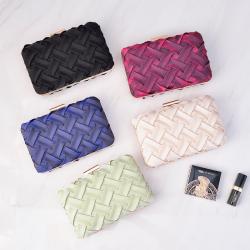 Weaving Cotton Cloth Banquet bags Girl Gradient Lock Buckle Party Wallet Handbags Retro Evening Bags For Women