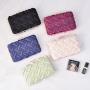 Weaving Cotton Cloth Banquet bags Girl Gradient Lock Buckle Party Wallet Handbags Retro Evening Bags For Women