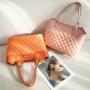 Gelory Customized Wholesale Ladies Luxury Texture Rhombus Large Capacity Handbags Women Travel Shopping Tote Bag