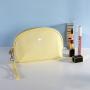 Custom Logo Zippered Make Up Pouch Clear Lip Shaped Small Leather Zipper Makeup Cosmetic Bag