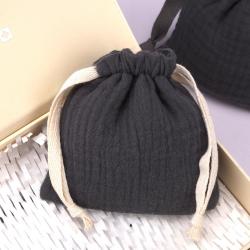 High Quality Gauze Cotton Fabric Gift Soap Packaging Bag Soft Cotton Gift Drawstring Dust Pouch