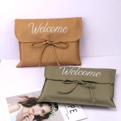 Custom Logo Printing Envelope Cotton Twll Clothes Handbag Pouch With Bow Colorful Dust Cotton Envelope Pouch