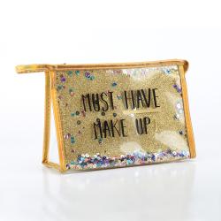 Fashion Lady PVC Transparent Custom Letter Print Logo Cosmetic Bag Portable Travel Clear Makeup Bag