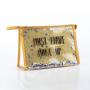Fashion Lady PVC Transparent Custom Letter Print Logo Cosmetic Bag Portable Travel Clear Makeup Bag