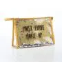 Fashion Lady PVC Transparent Custom Letter Print Logo Cosmetic Bag Portable Travel Clear Makeup Bag
