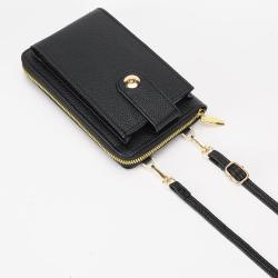 ZR864 Fashion Ladies Wallet Woman Bag Mobile Phone Bag Solid Color Leather Card Holder Wallet Messenger Shoulder Strap Bag