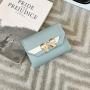 New Pure Color Butterfly Knot Mini Purse Wholesale Lady Multi - Card Coin Purse Pu Leather Magnetic Button Wallet