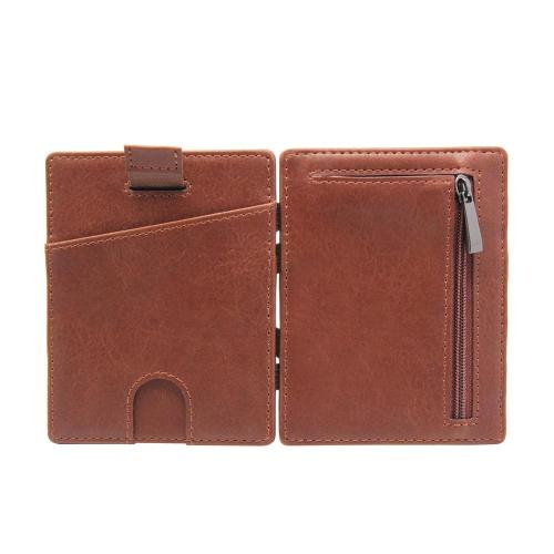 Stylish Leather Magic Flip NFC Protection Slim Magic Wallet with Pull Tab Card Holders