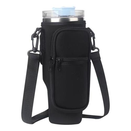 2024 Hot Sale 40 OZ Neoprene Shoulder Strap Tumbler Cup Water Bottle Carrier Crossbody Sling Holder Bag with Zipper Phone Pocket