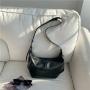 New Design Women Messenger Bag Simple Wrinkled Edges PU Leather Half Moon Crossbody Bag Large Fashion Leisure Lady Shoulder Bag