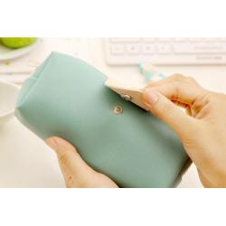 HR206 New Trend PU Snap Pen Bag Simple and Fresh Students Stationery Pencil Box Customized Logo Business Gift Pencil Storage Bag