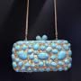 Wholesale new agate turquoise diamond dinner banquet jewel bag luxury handbags clutch evening bags in stock