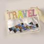 Low MOQ Stock Wholesale Travel Snacks Embroidered Letter Makeup Organizer Pouch Personalized Chenille Patches Pvc Cosmetic Bag