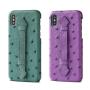 Custom Logo Multiple Color Genuine Ostrich Skin Leather Mobile Phone Case  Cover for iPhone With Handle