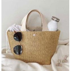 Eco-Friendly Straw Woven Handbag Custom Pattern with Letter Ladies Casual Summer Beach Tote Bag with Handles for Women
