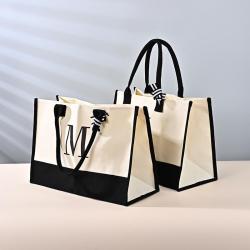 Logo printable blank hand-held canvas color printed shopping bag