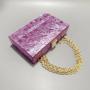 Summer acrylic bag splicing wedding handbag chain shoulder purple acrylic clutch evening bag for ladies sac main femm sac pochette femme