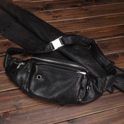 New Sheepskin Large Capacity Sports Men's Genuine Leather Chest Bag
