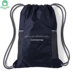 New Arrival Custom Design 420D Polyester Sport Drawstring Gym Bag With Water Bottle Holder