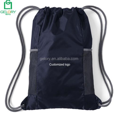 New Arrival Custom Design 420D Polyester Sport Drawstring Gym Bag With Water Bottle Holder
