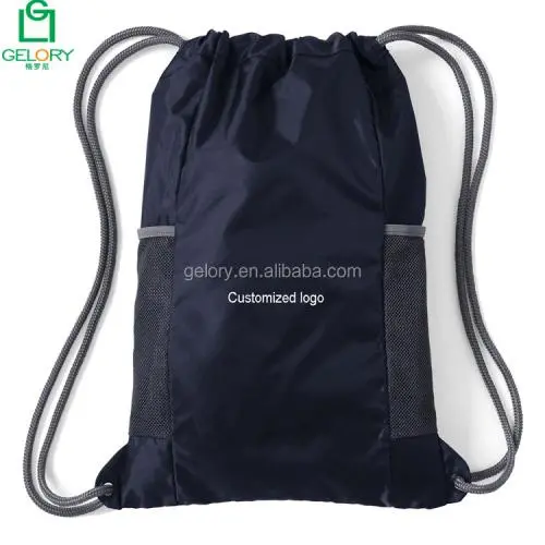 New Arrival Custom Design 420D Polyester Sport Drawstring Gym Bag With Water Bottle Holder