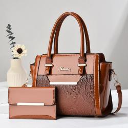 2024  Sequin leather 2 pieces set luxury designer handbags shoulder bag come with a wallet for women ladies large purses