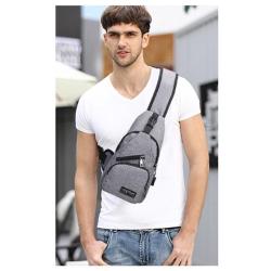 HR114 Hot Sale Simple Men's Oxford Backpack USB Charge Vertical Square Shape Travel Chest Bag Fashion Shoulder Messenger Bag