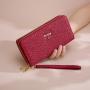 Large capacity long premium solid color wallet for women