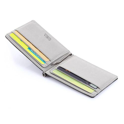 KHF777 2023 Men's Creative Wallet PU Card Case Fashion US Dollar Clip Stitching Money Clip Business Card Holder