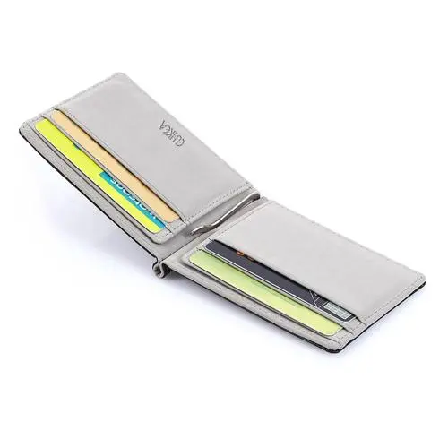 KHF777 2023 Men's Creative Wallet PU Card Case Fashion US Dollar Clip Stitching Money Clip Business Card Holder